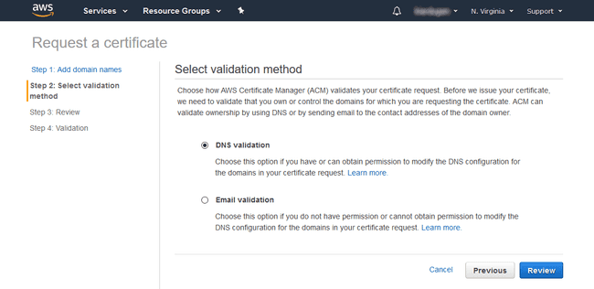 Certificate Manager Request Validation Method Page